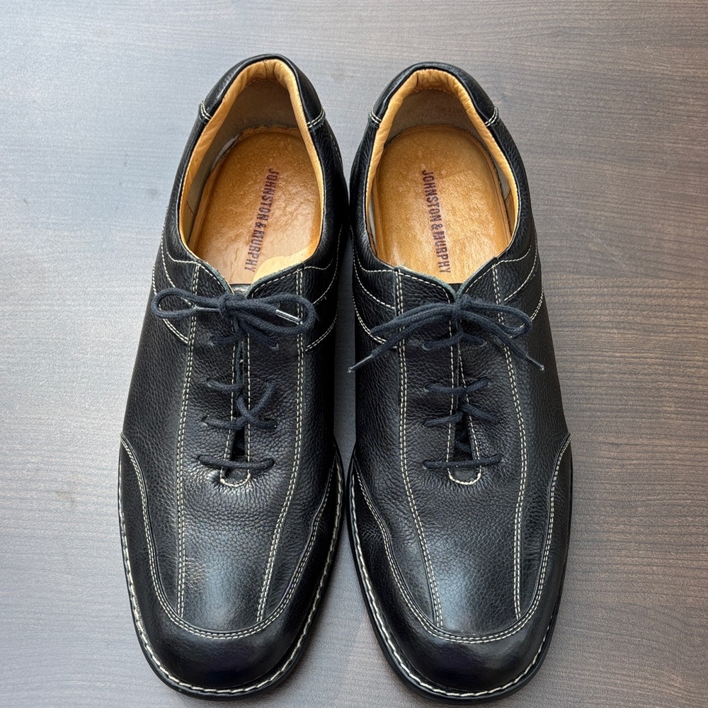 Johnston & Murphy Black Textured Leather Oxfords Size 11.5